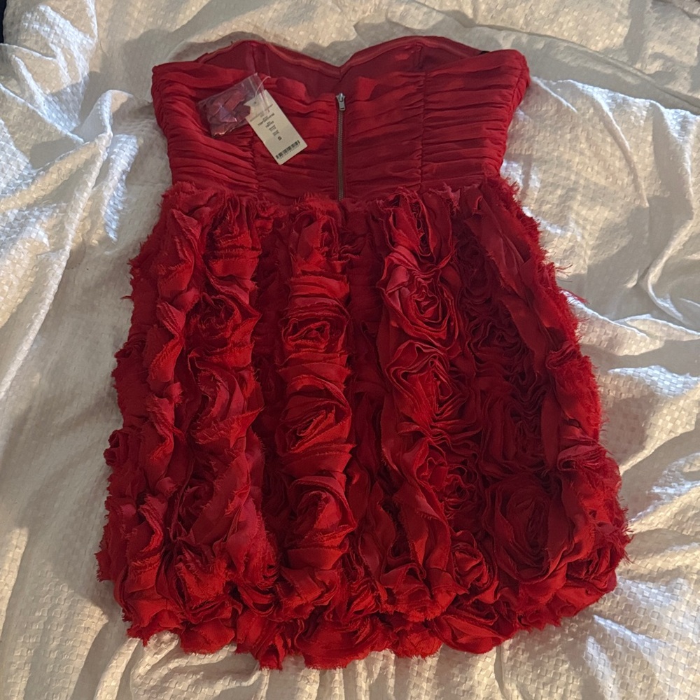 2B Bebe Strapless Red Mini Dress